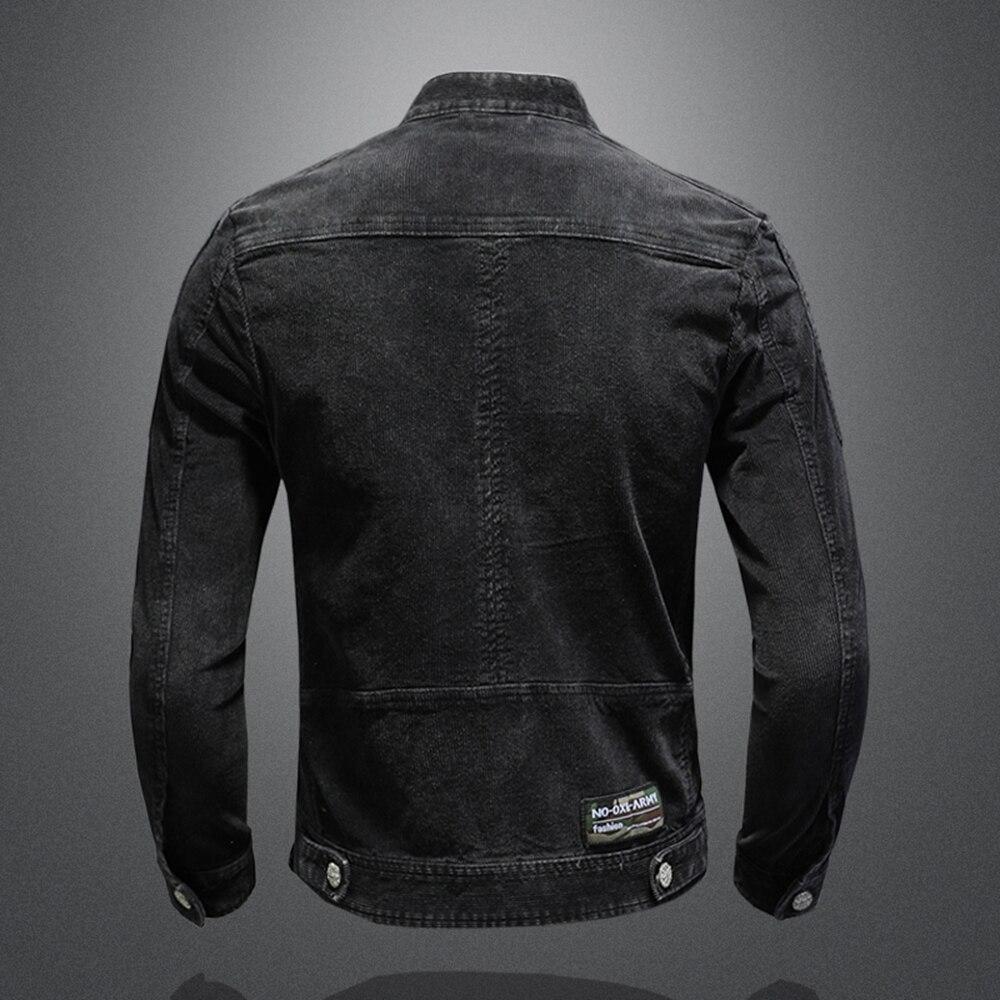 New Spring And Fall Fashion Casual Men Solid Color Stand Collar Zipper Pocket Slim Retro Corduroy Long Sleeve Men 'S Jacket