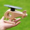 Creative Wooden Solar Powered Airplane Helicopter Model Kids Fun Science Early Educational Toy