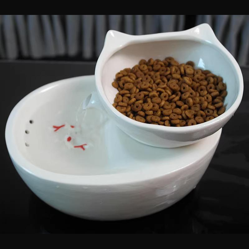 

Creative Ceramic Cat style Shape Dog and Cats Bowl, Water Dispenser, Automatic Circulating Water Feeder, Pet Bowls Supplies, 1Pc