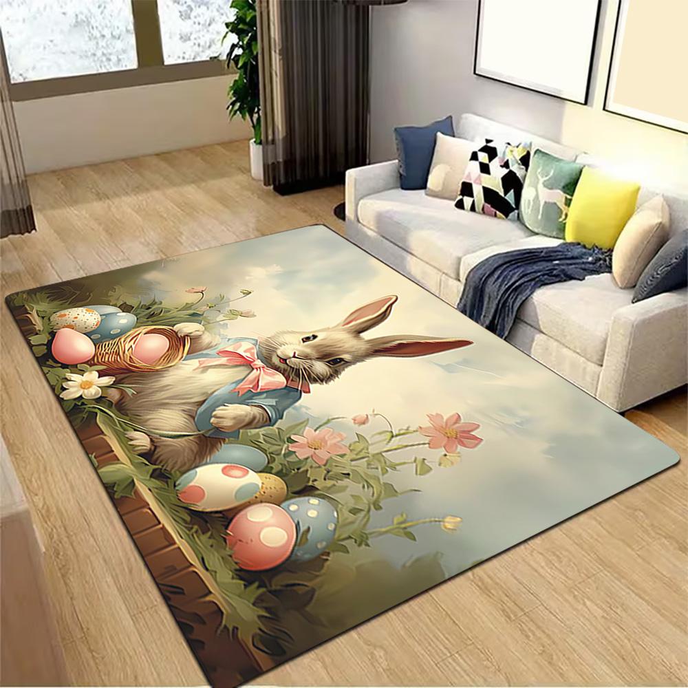 Easter Bunny Decorations Set Decoration,Carpet,Living Room,Bedroom, Non-slip,Square rug