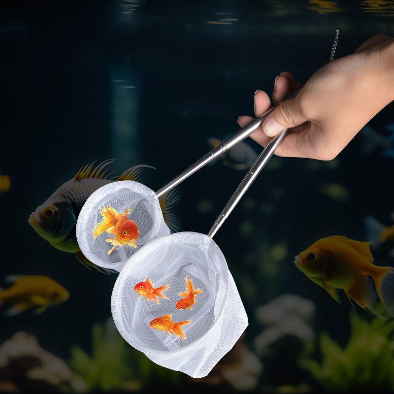 Aquarium Fischkescher Edelstahl Ausziehbar Klein Garnelenkescher Fischzubehör Für Aquarium Reinigungsgerät