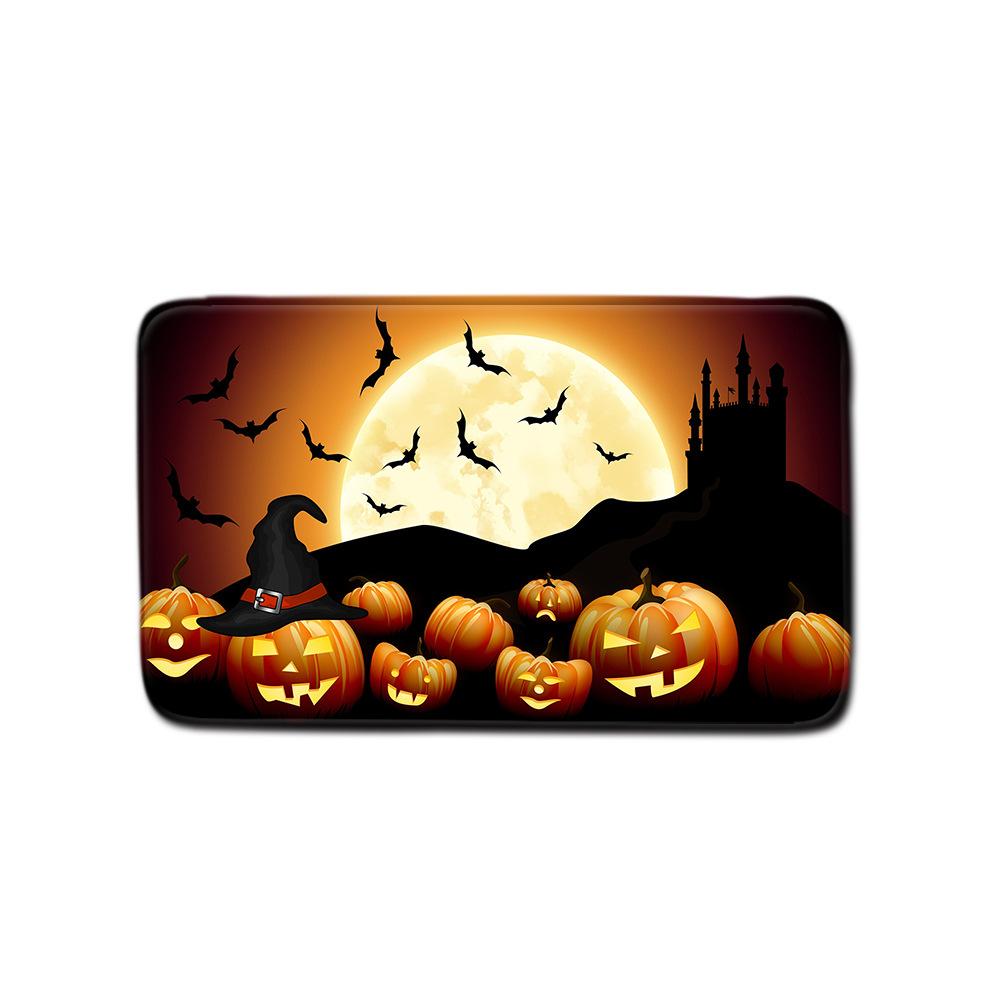 Halloween Shower Curtain Floor Mat Combination Four-Piece Set Bathroom Toilet Carpet Door Mat