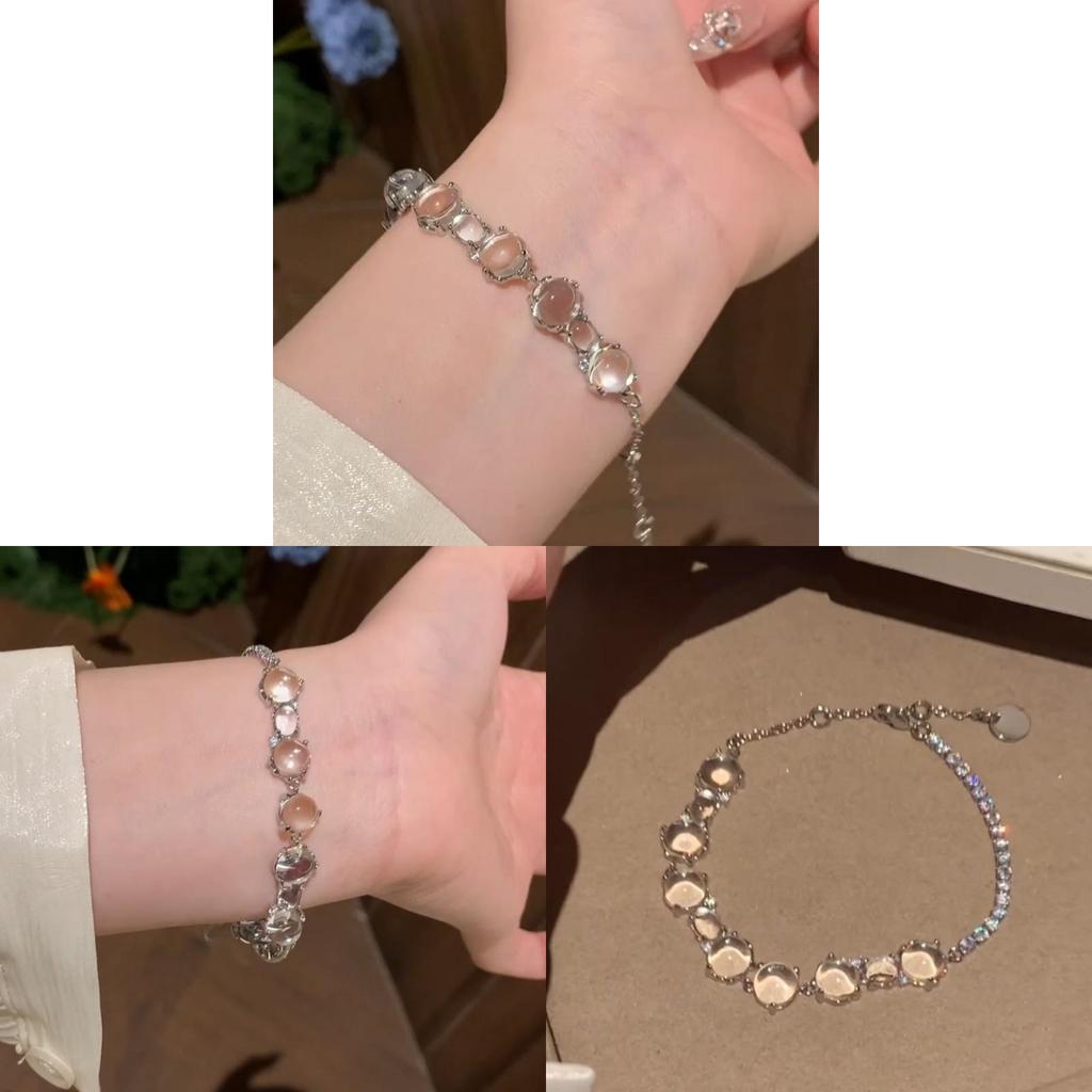 Copper Zircon Asymmetric Bracelet For Women With Geometric Design And Elegant Style
