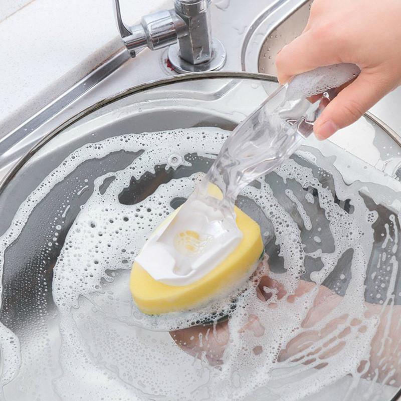 Kitchen Nano Sponge Cleaning Brush With Replacement Heads For Dishwashing And Surface Cleaning