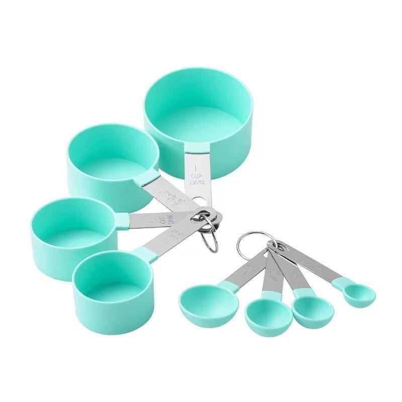 8-Piece Stainless Steel and Plastic Measuring Cups and Spoons Set with Scale for Baking
