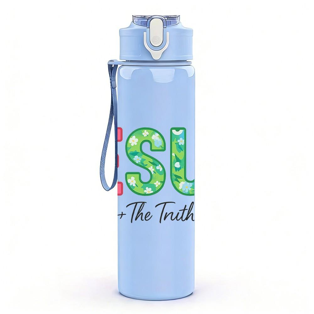 1PC Jesus Faith Three Words 750ml Color Plastic Sports Water Bottle Leakproof Flip Straw Lid Suitable for Sports Office Home Use