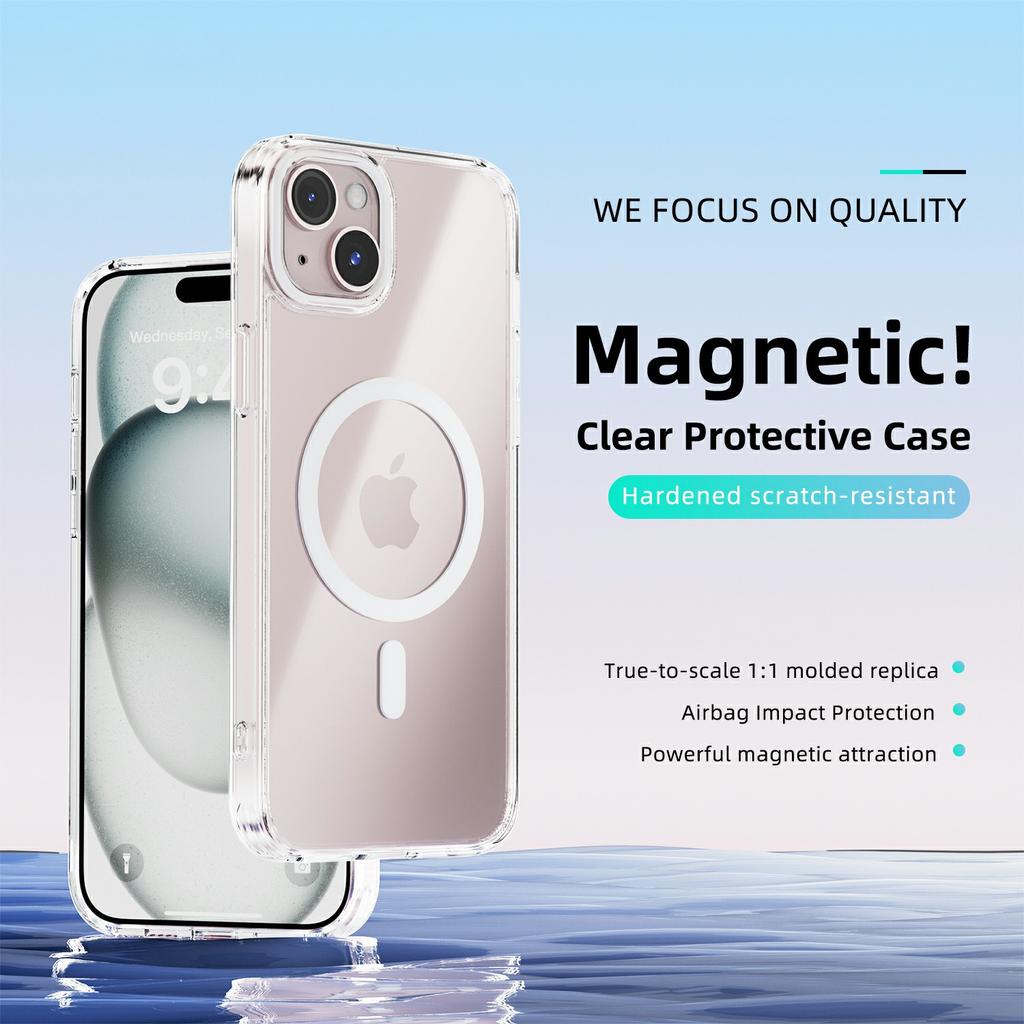 For iPhone 14 Case Compatible with MagSafe Anti Scratch Clear TPU PC Phone Back Cover