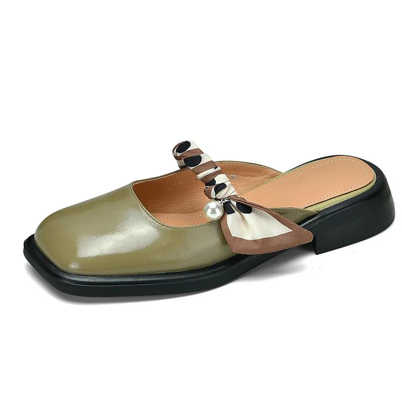 

Пакет Голова Полутапочки Женские 2024 Лето Повседневные Нескользящая Толстая Подошва Сандалии Женские Французские Тапочки Уличная Женская Обувь 40 светло-зеленый