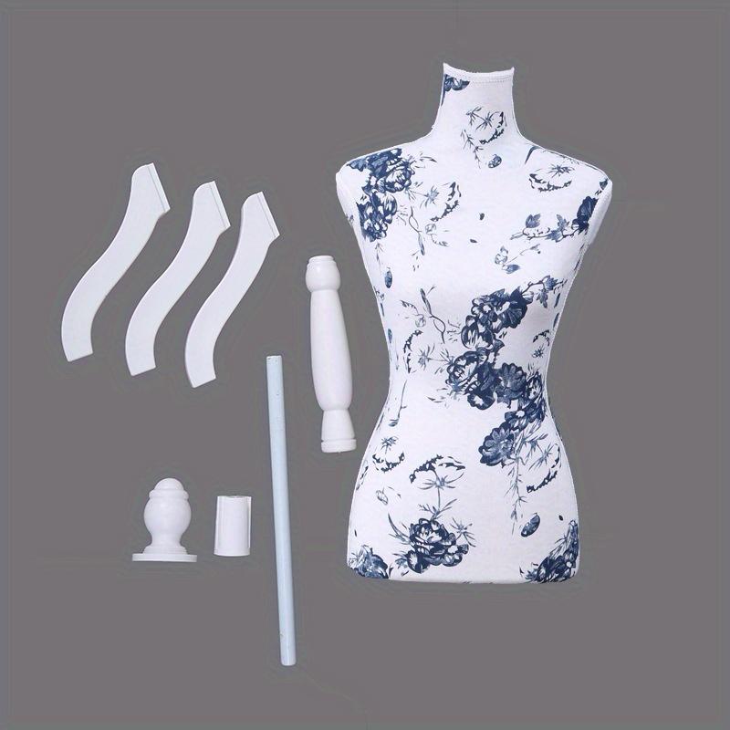 1 st Blommig Klänningsformad Mannequin, Kvinnlig Torso-display, med Stativ för Sömnad, Design, Modevisning