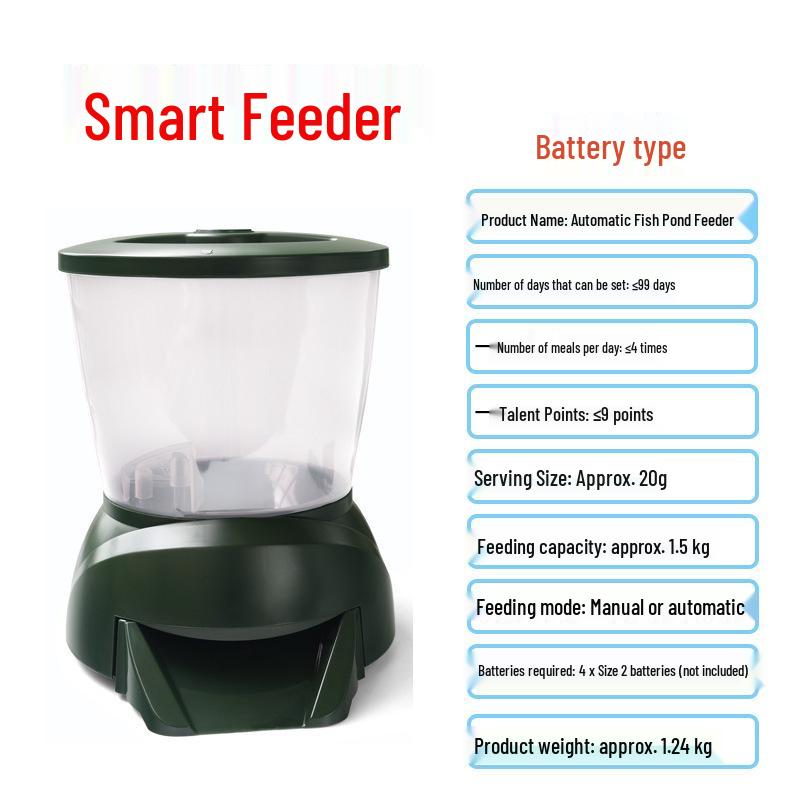 

Автоматическая кормушка для прудовых рыб кои на солнечной батарее с таймером для прудов и аквариумов