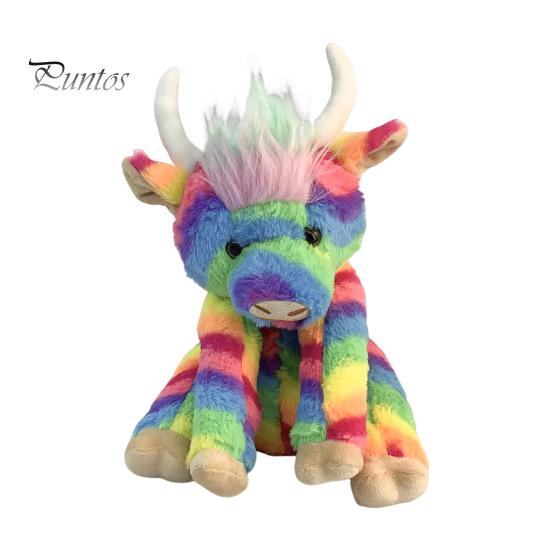 

Мягкая игрушка корова Хайленд с музыкой, подвижные суставы, белая, коричневая, радужная, мягкая игрушка для коровы, для детей и взрослых, кукла-мультипликатор, украшение C