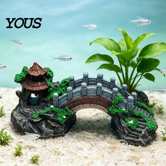 Nature Style Fish Tank Aquarium Bridge Ornament, Arch Miniature Decor, Water Feature Landscaping Mini Model for Terrarium, Fairy Garden Accessories