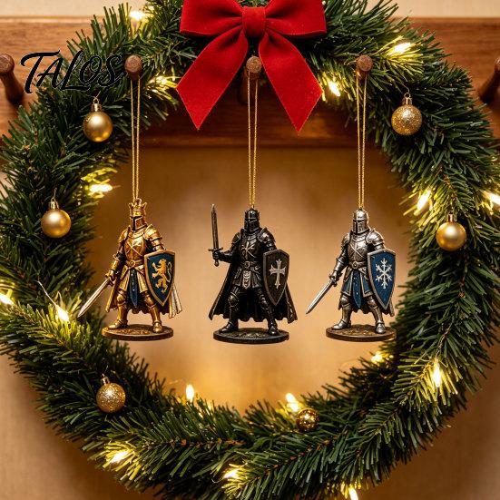 Holiday Countdown Calendar Christmas Medieval Knight Advent Calendar, with 24 Acrylic Decorations, Collectible Decor Day Xmas Box, Party Gift