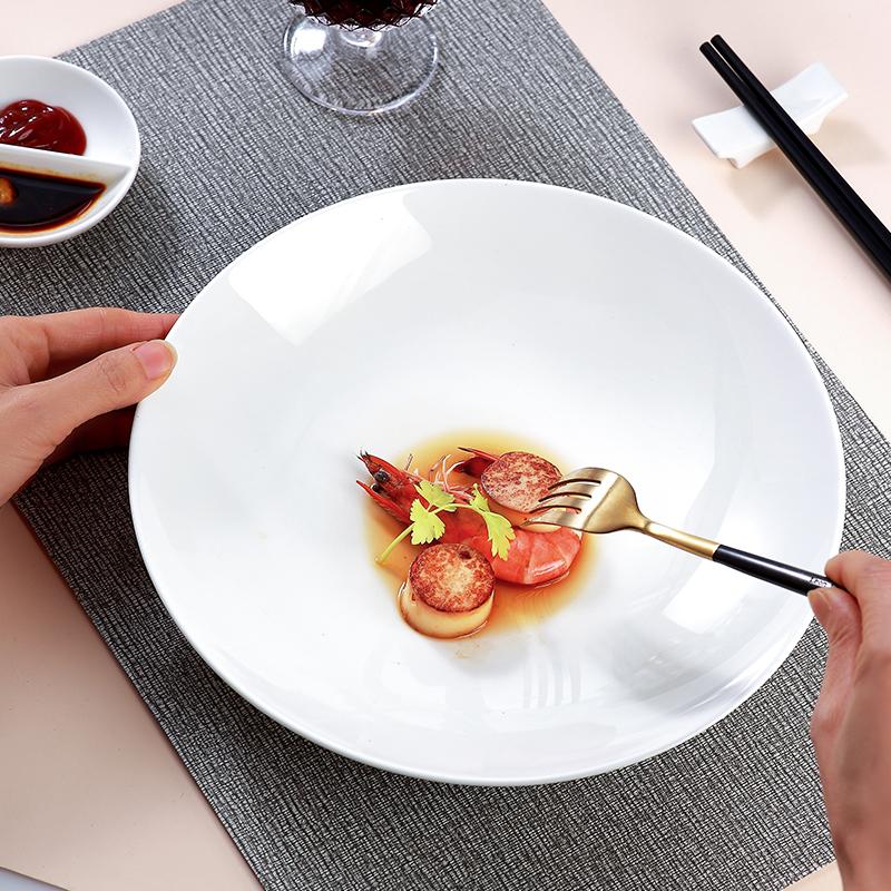Sky Top Large Ceramic Plate, Dinner Plate, Pure Bone China Dish for Home And Hotel Use, 10-Inch Moonlight Deep Plate, 1 Piece