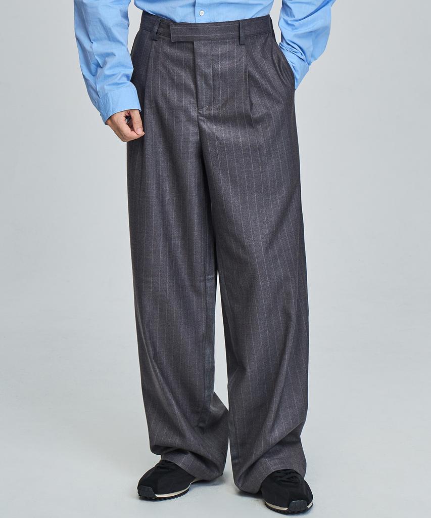 PRAIRIE Striped Wide Slacks (Gray)