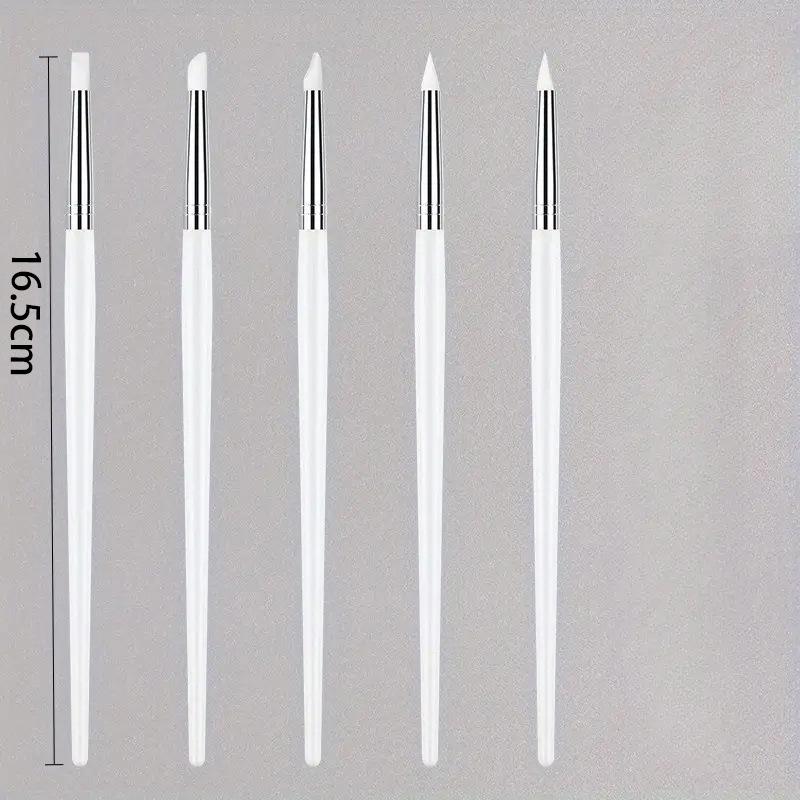 5Pcs/Set Silicone Nail Art Pen Brush UV Gel Polish Tip 3D Acrylic Flower Carving Embossing DIY Dotting Polish Brushes Sculpture Pen DIY Manicure Tool