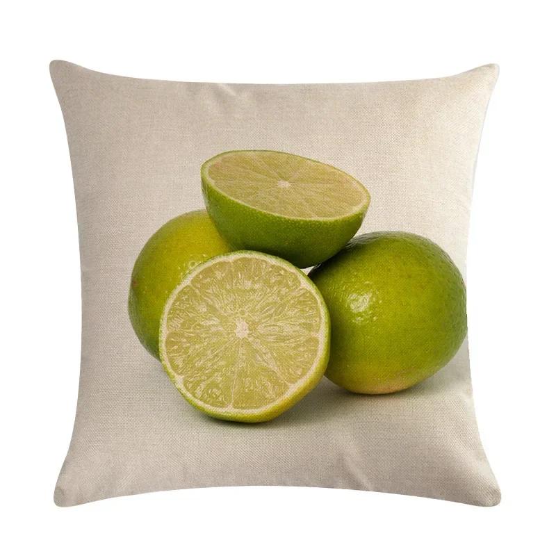 Pineapple Orange Fruit Plant Linen Pillowcase Car Seat Office Cushion Cover Living Room Sofa Decorative Pillowcase 45*45Cm