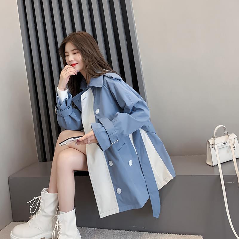 Design Sense British Style Women’s Trench Coat: Spring/Autumn, Versatile Mid-Length Tie-Waist Outerwear for Petite, Stylish Students.