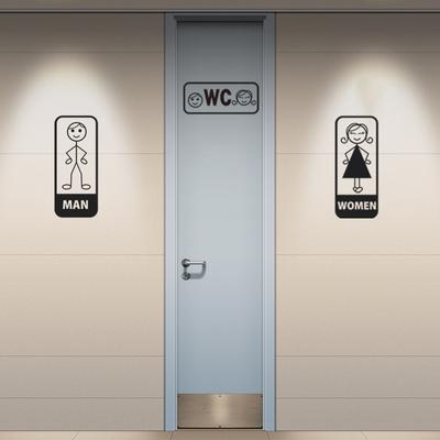 Cartoon Mann Frau süße Toilette Zeichen Tür Aufkleber Bad Kinder Tür Aufkleber Home Dekoration abnehmbare Aufkleber Poster