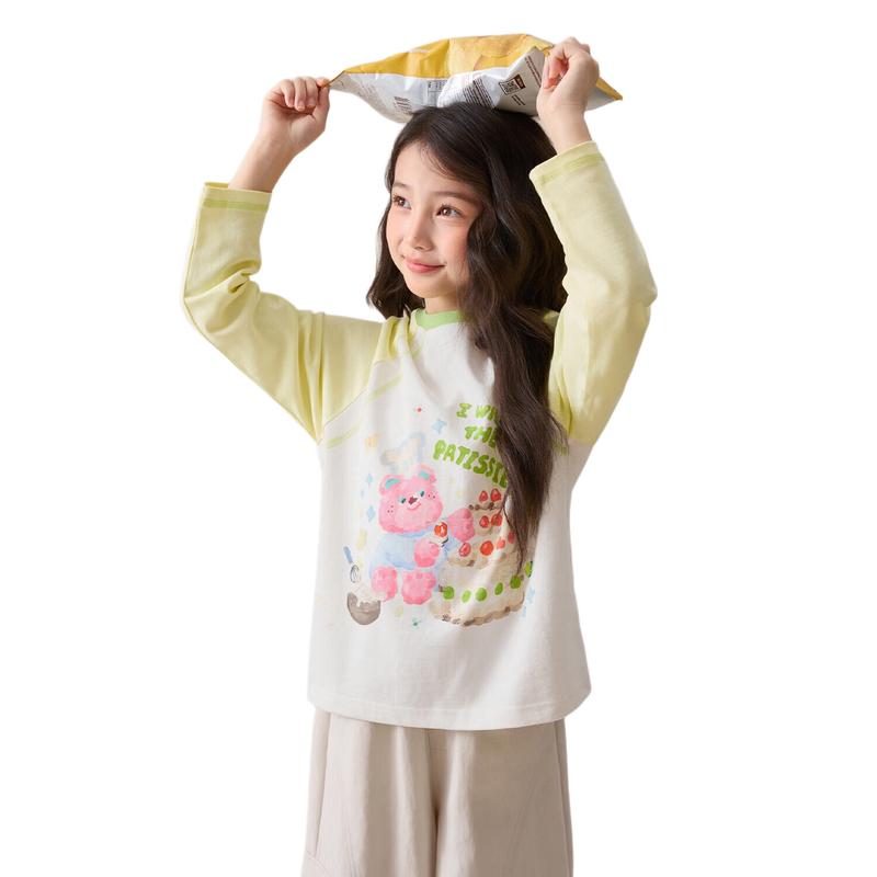 LUSON Girls' Long-Sleeve Cartoon T-Shirt