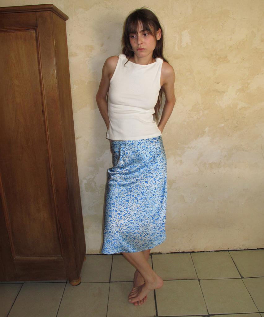 Centor Leopard Midi Skirt_Sky Blue