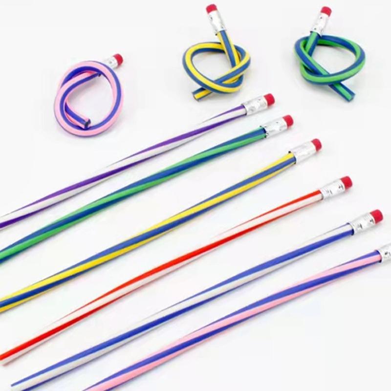 50PCS Soft Twistable Pencils Safe PVC Materials Great For Students Artists Classroom Supplies Colorful Striped Pattern