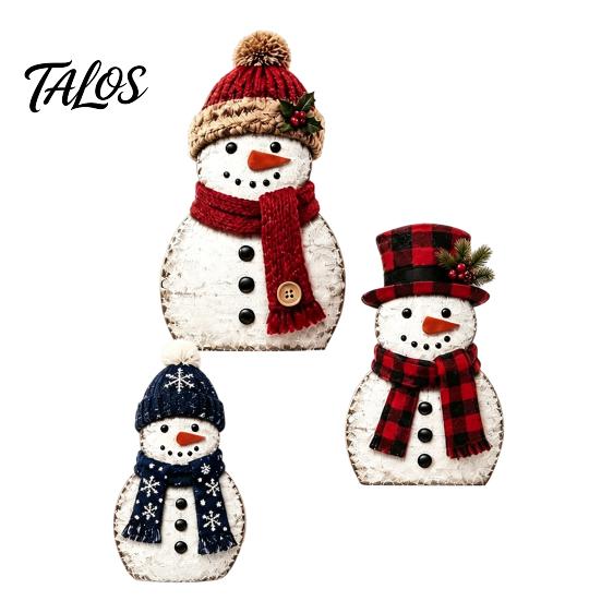 Winter Wonderland Party Decorations Wooden Christmas Tabletop Decor, Rustic Reindeer Animal Figurines, Farmhouse Style Plaid Fabric Bow Holiday