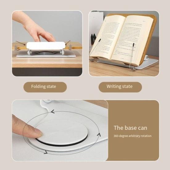 Rotating Folding Reading Stand Adjustable Book Holder with 360° Rotating Bases Foldable Designs