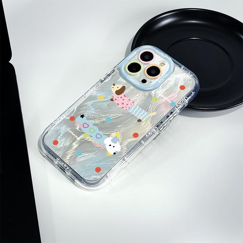 Feathery Cream Sausage Puppy Suitable for Apple 16promax Mobile Phone Case Iphone15/14 Silicone All Inclusive 12