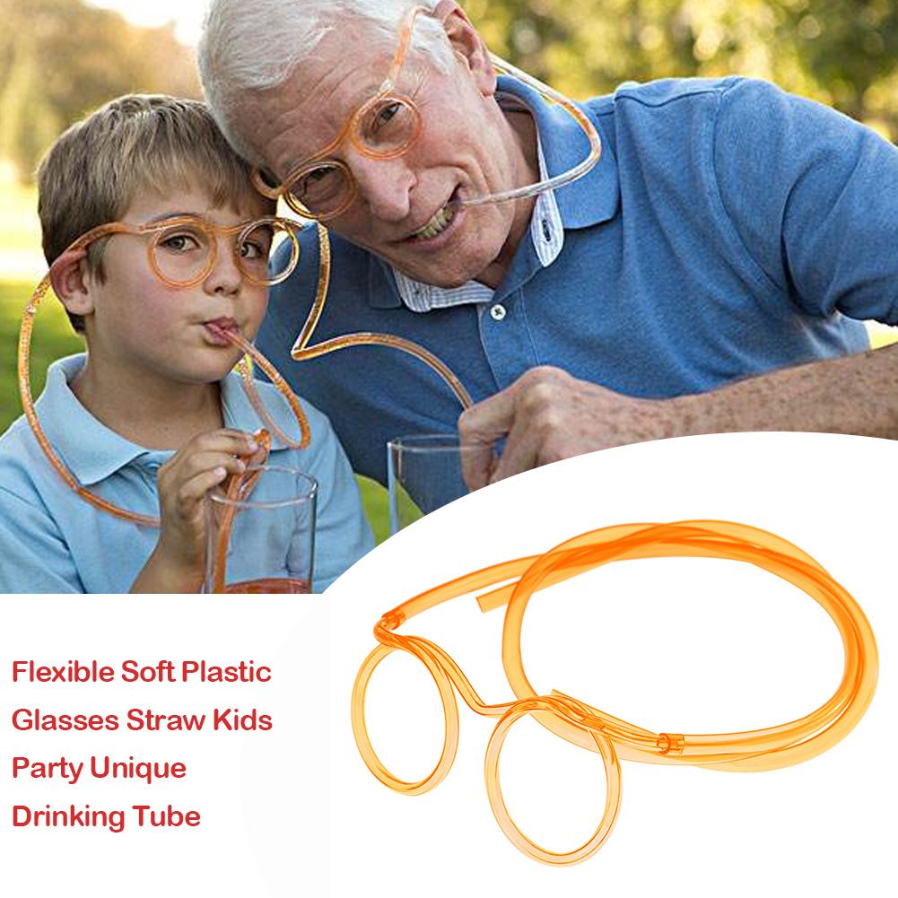 Silly Straw Glasses Fun Loop Drinking Straw Eye Glasses for Kids Party (Orange)