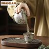 Hand-painted Wisteria Flower Two Talents Gaiwan Traditional Tea Tureen Tea Bowl With Lid Kit Tea Maker Cover Bowl Teaware Craft