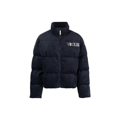 X Vogue Collaboration Unifarbene Applikation Stehkragen Jacke Damen Jacke Marineblau 536696-43