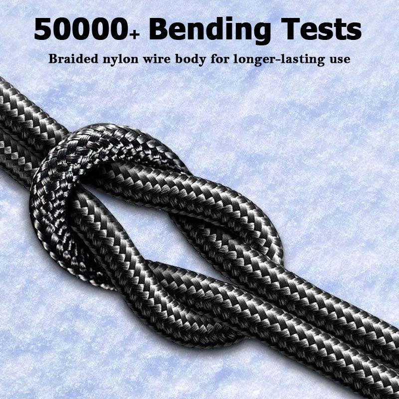 Fast Charging Cable 120W USB to Type C Cable LED Display 100W Type C To Type C Nylon Braided Data Cord for Samsung Xiaomi Huawei