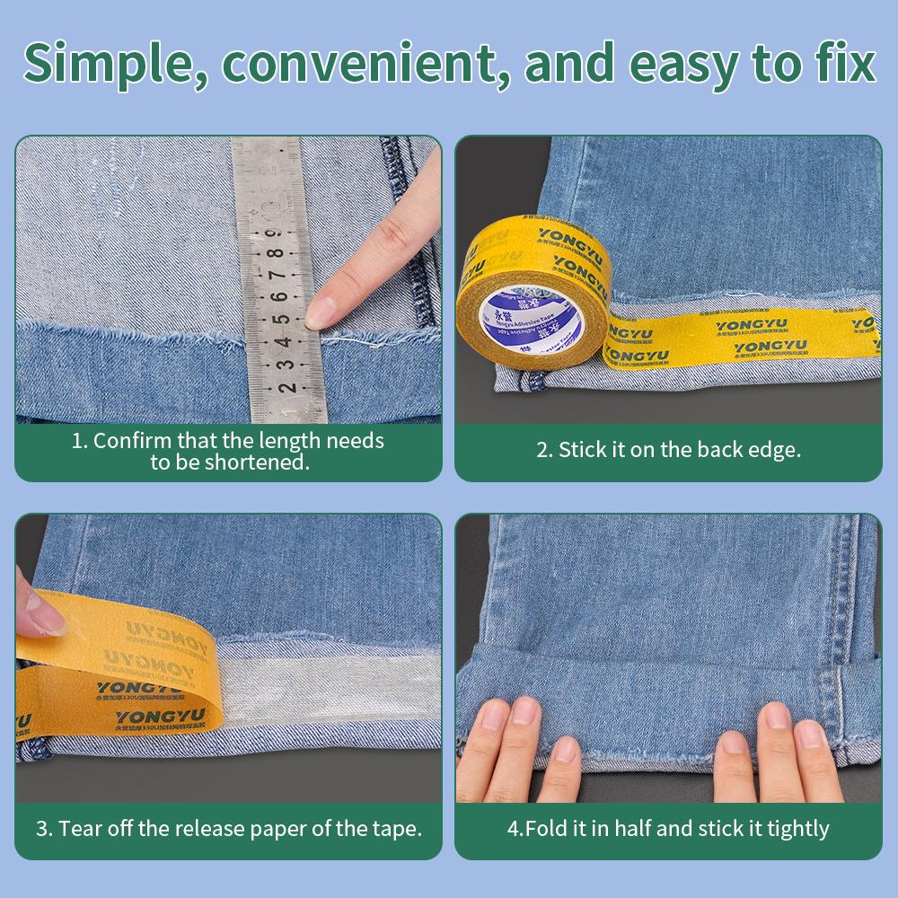 Self Adhesive Hem Tape No Iron No Sewing Clothing Hemming Tape Removable Invisible Fabric FixPinstriping Tape 3