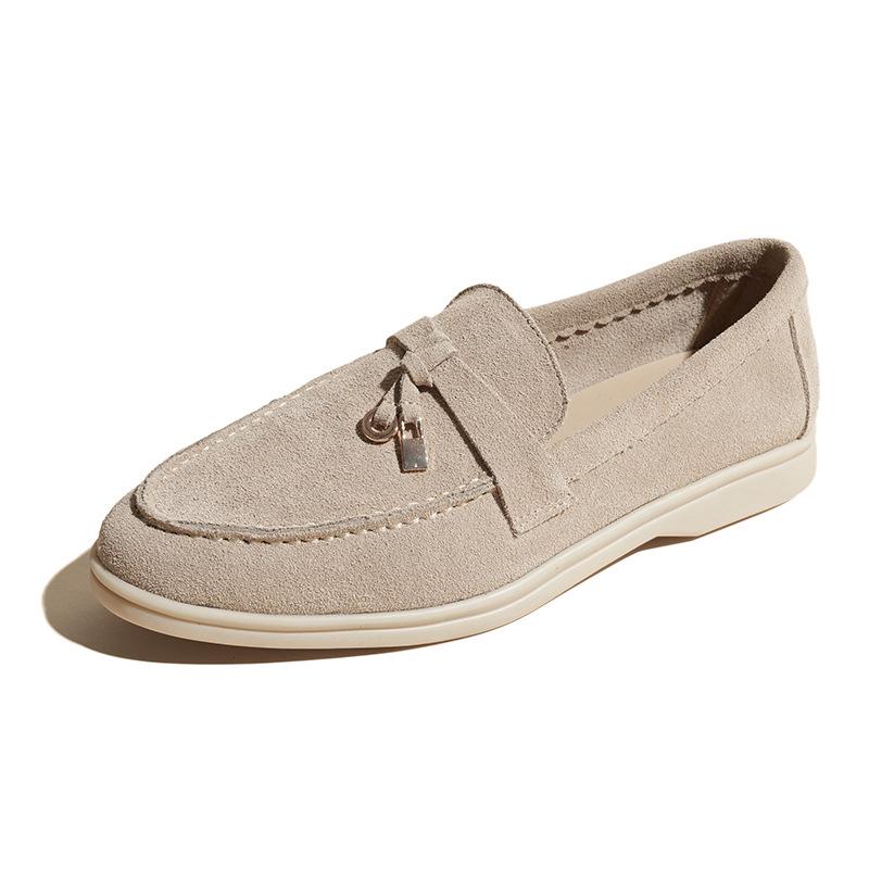 Women's British Style Retro Leather Loafers - Slip-on Moccasins, Plus Size, Flat, Casual.