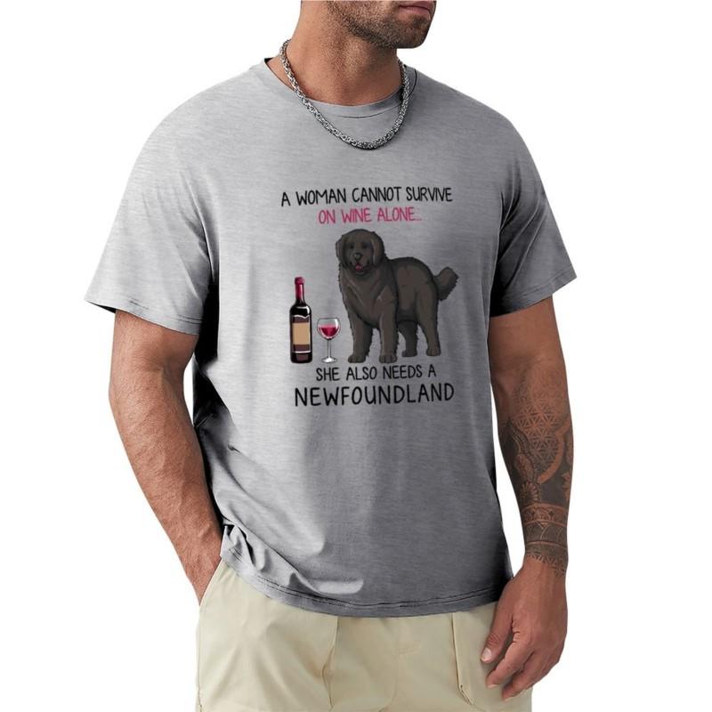 Newfoundland and Wine Funny Dog T-Shirt Sweat Shirt Black T Shirts Funny T Shirt Men Clothing