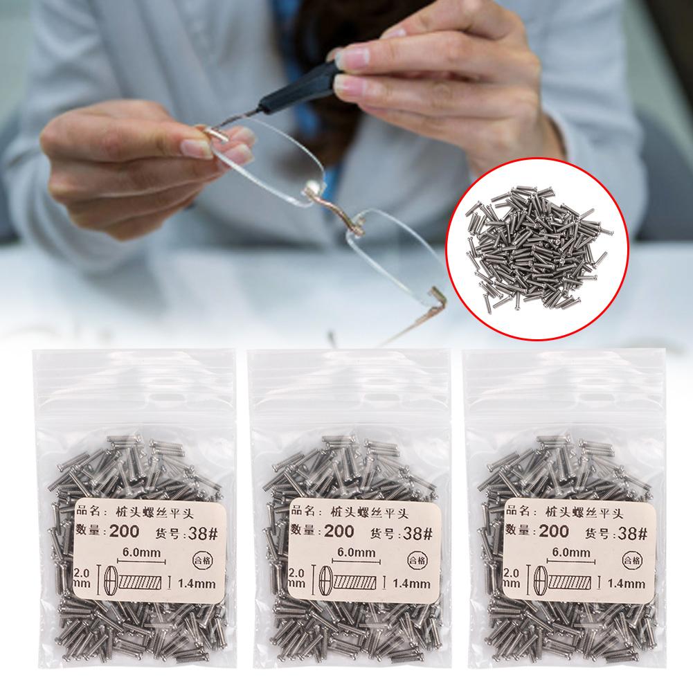 3 Bags Flat Head Glasses Screw Eyeglasses Frame Glasses Repairing Accessory (38#)