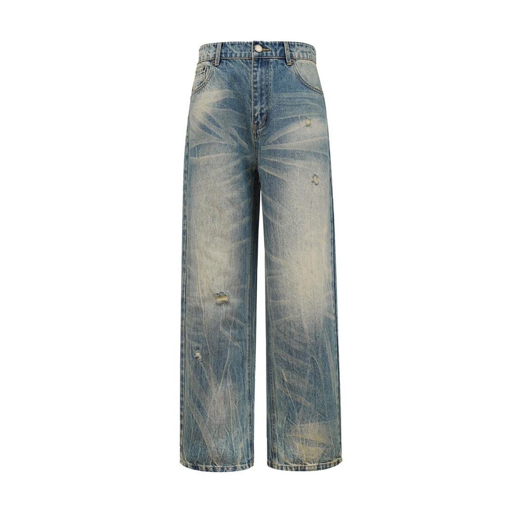 Niche washed straight loose jeans men's spring new trend niche casual versatile long pants