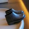 Children Princess Short Boots Fashion Winter Causal Black Boots for Girl PU Leather Warm Plush Kid Cotton Boots School Versatile