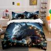 Elegant Horses Amid Festive Lights  Kid'S And Adults' Bedroom Decor, Exquisite Three-Piece Bedding Set Gift
