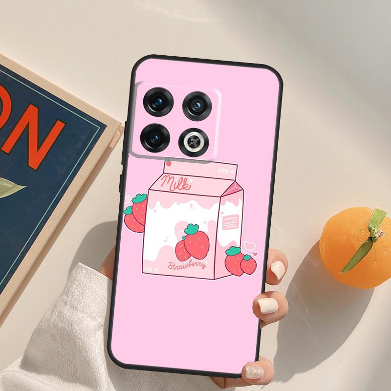 Kawaii Strawberry Milk Case For OnePlus 15 13 12 11 13R 12R 10T 8T 13T OnePlus Nord 5 CE 3 2 4 Lite N20 N30 Cover