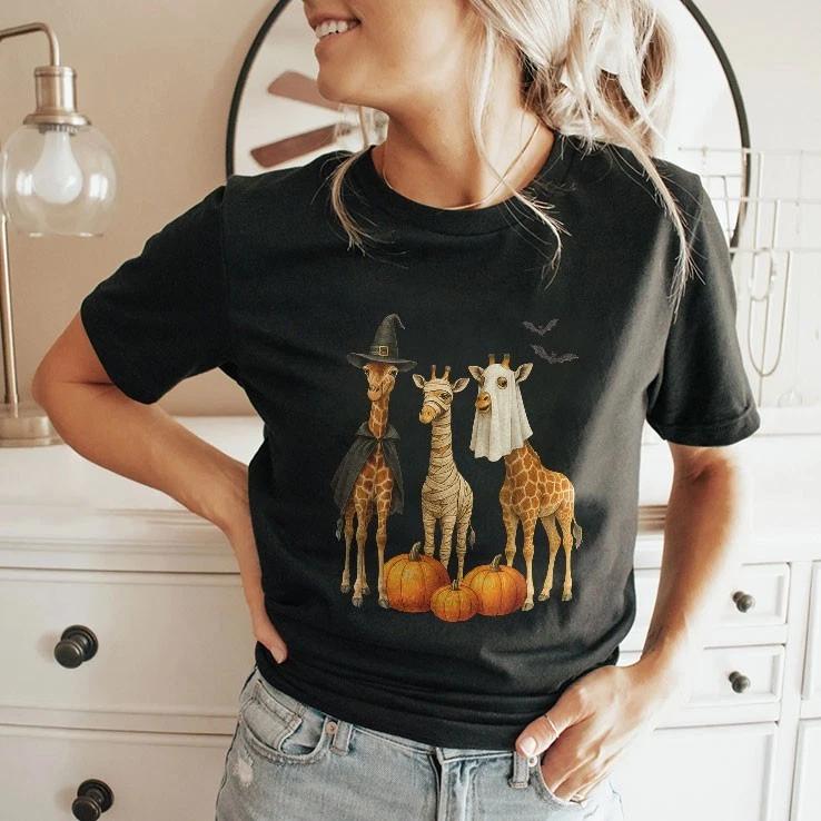 Giraffe Boo Mummy Witch Halloween T Shirt – Funny Christmas Movie Tee S