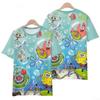 Summer Fashion New 3D Cartoon Anime SpongeBob SquarePants Cute Short Sleeved Summer Fashion Casual Loose Parent-child T-shirt