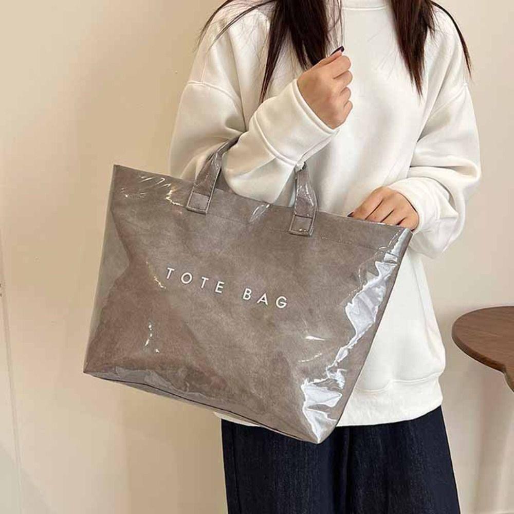 Tote Bag Transparent Jelly Bag Storage Bag Letter Prints Handbags Travel PVC Tote Bag  Swimming