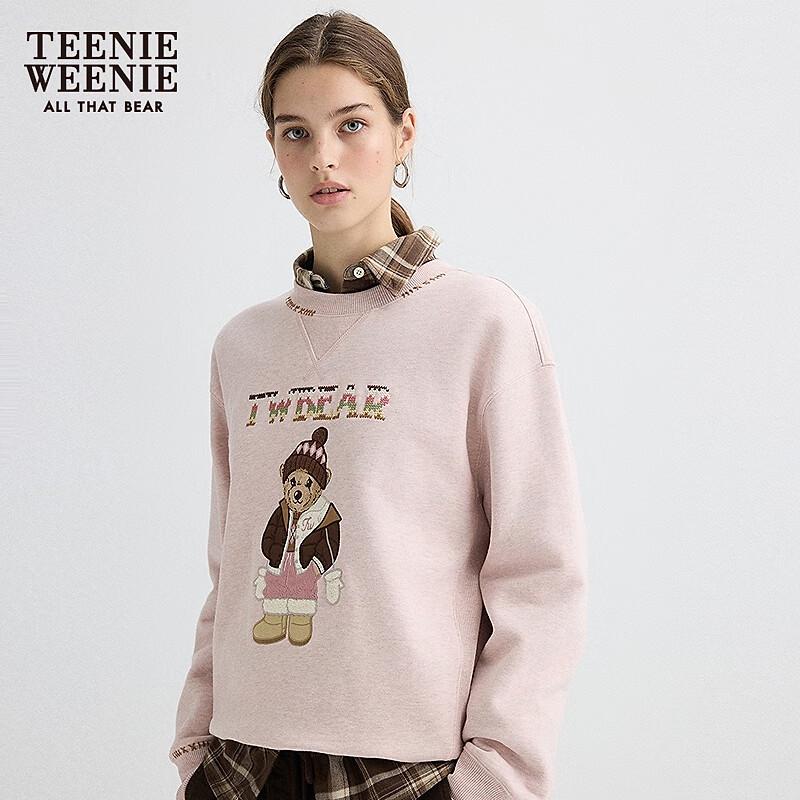Teenie Weenie Bear Women's Colorblock Embroidered Round Neck Sweatshirt