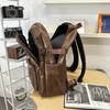 Trendy Pu Textured Backpack, Men's College Style Backpack, Outdoor Commuting Short-Distance Travel Large Capacity Backpack