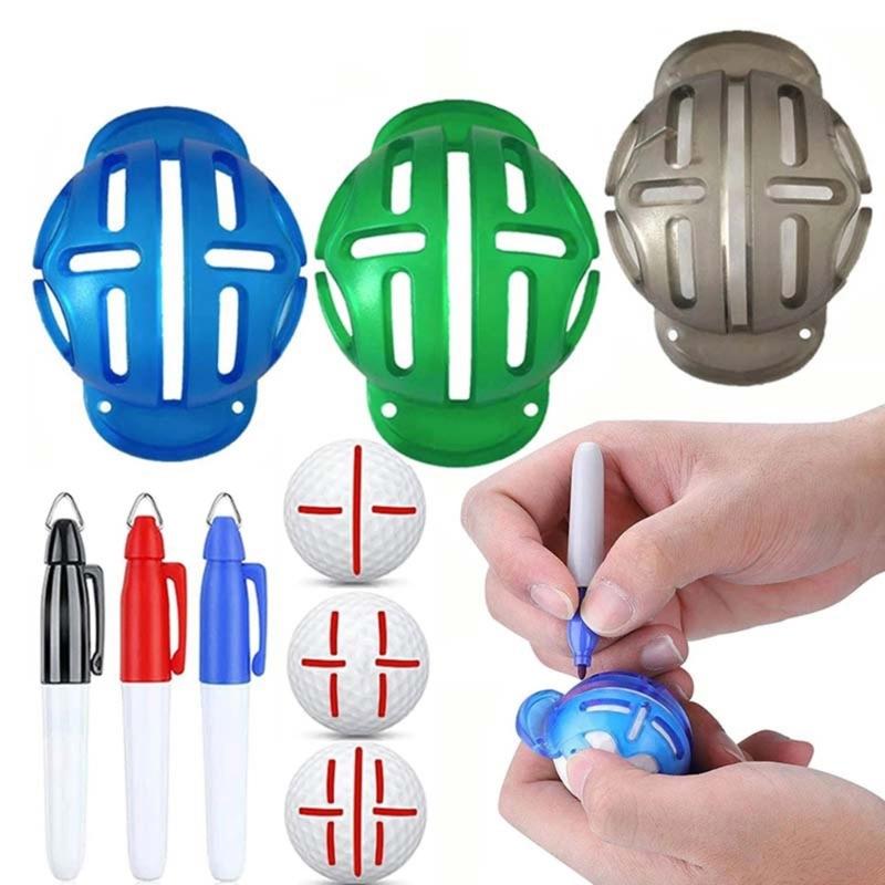 Golf Ball Putting Alignment Marking Tool Golf Ball Line Marker With 3 Pens Outdoor Sport Tool Gift for Golfer Enduring