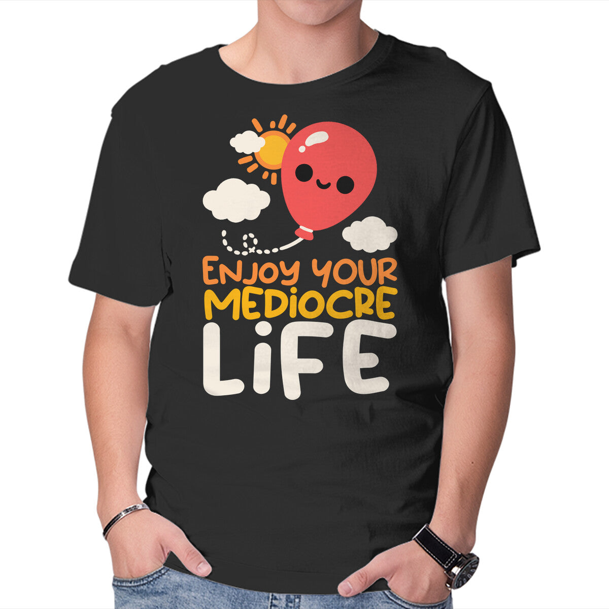 Unisex Crew Neck T-Shirt Enjoy Your Mediocre Life Graphic Short Sleeve Casual Tee XXXXL