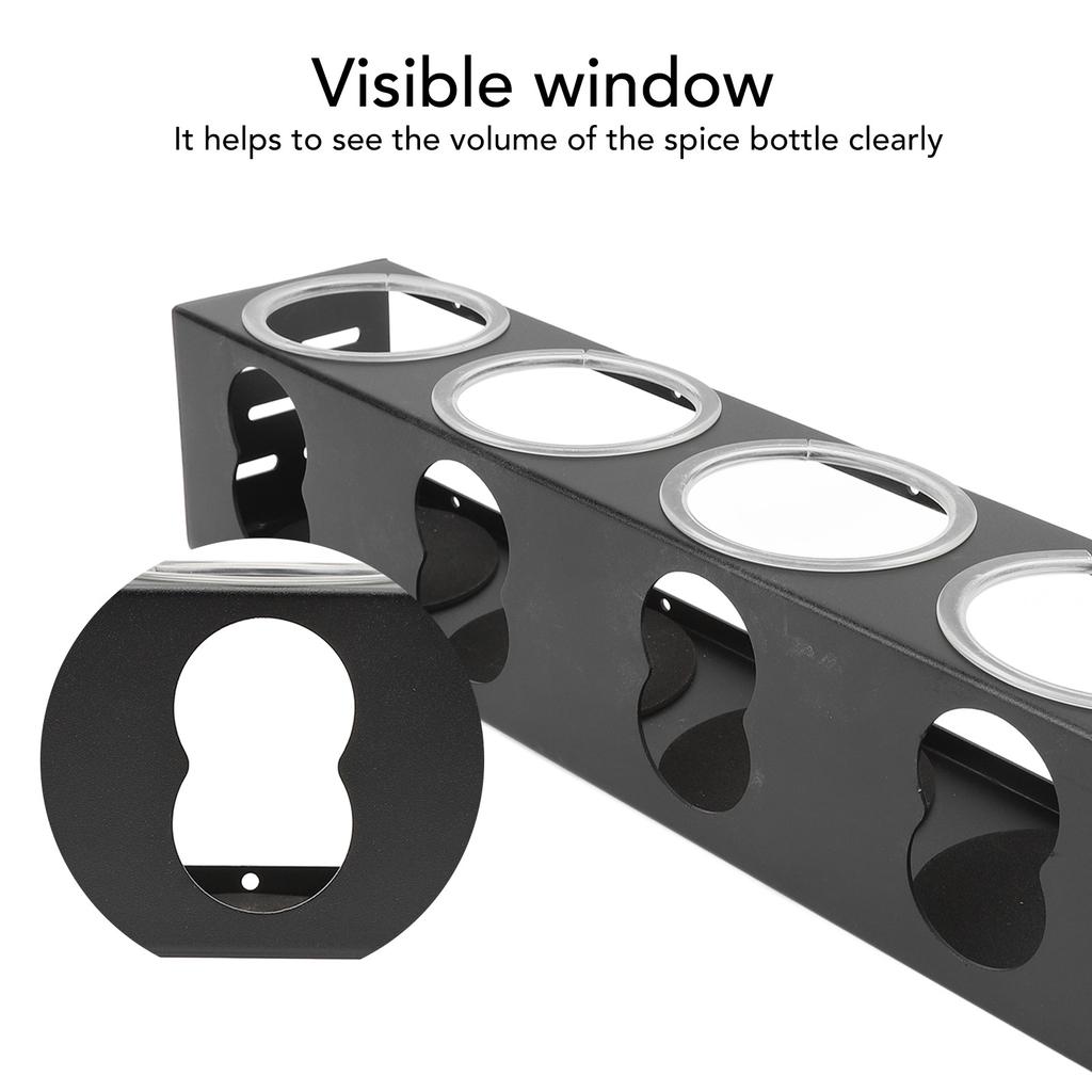 RV Spice Rack Organizer Aluminum Alloy Space Saving Quiet Use Kitchen Spice Holder Rack Organizer for Caravan Campervan Black 4 Holes