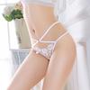 Erotic Panties Women Rose Embroidery Pearl Women's Low-waist Briefs Cross Transparent Temptation Hollow